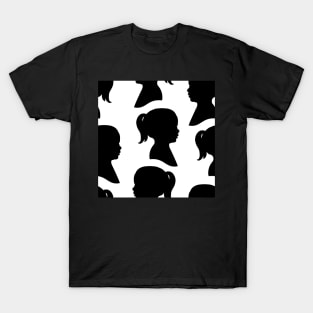 Girl Silhouette - Black on White Background T-Shirt